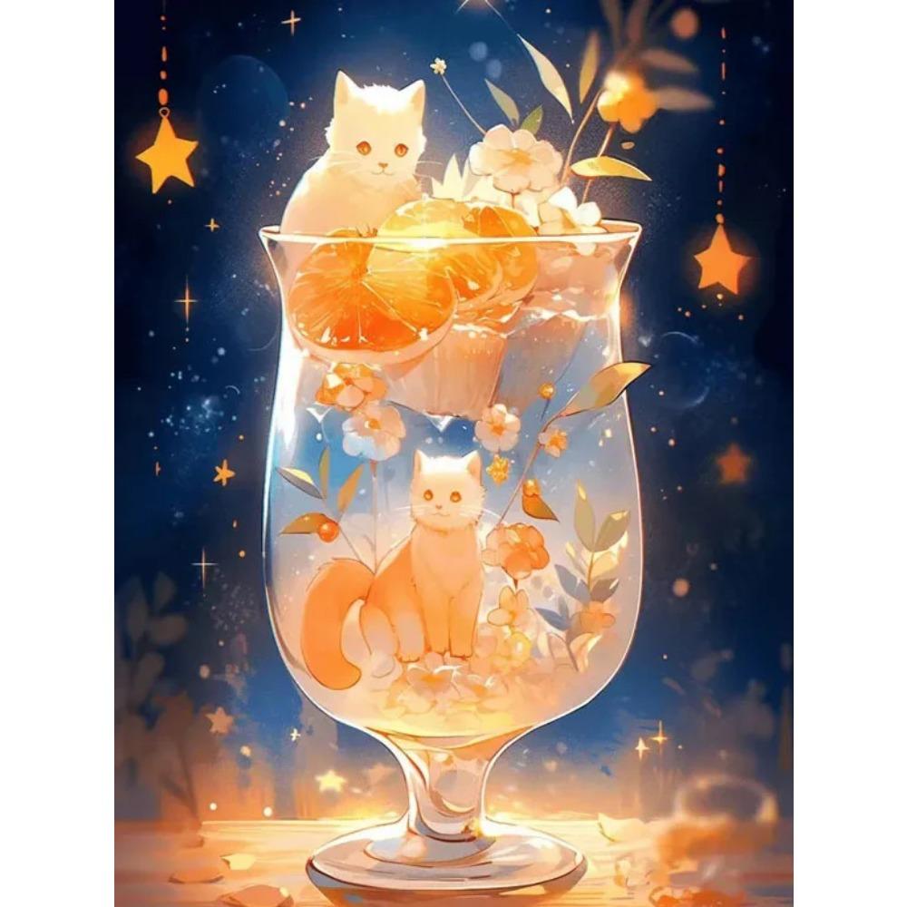 Diamond Painting Full Drill Luminous Butterfly Round Diamond Painting Handmade Fruit Cute Cat Animal Diy Diamond Mosaic Painting Home Decoration