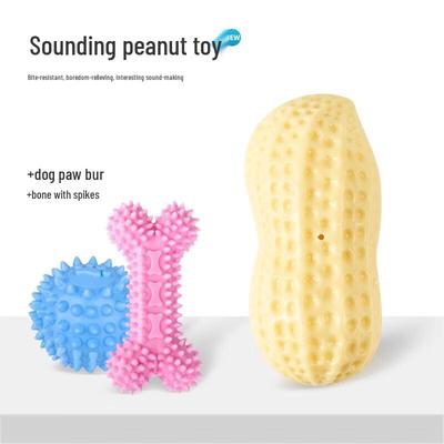 Ensemble de jouets à mâcher couinants durables en forme de cacahuète pour chien
