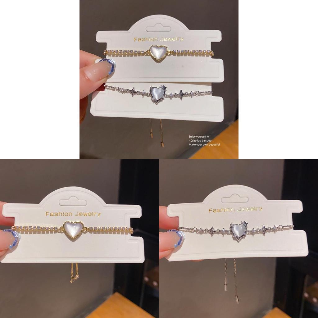 Modisches Herzförmiges Cz Stern Liebe Katzenauge Armband Mit Mikroeingefasstem Kupfer Für Damen Freizeitkleidung