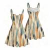 Women S Plus Size Off Shoulder Square Neck Strappy Sleeveless Printed Flared Dress