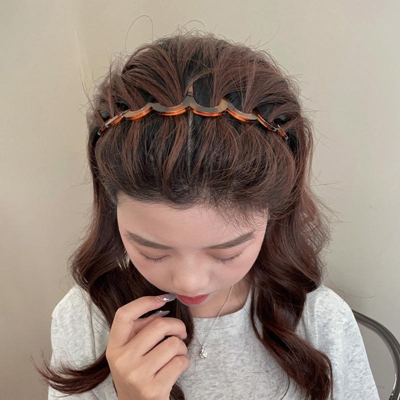 Elegant Solid Color Wave Hairbands For Women Trendy Toothed Non-Slip Hair Combs Hair Accessories Girl Face Wash Sports Headbands