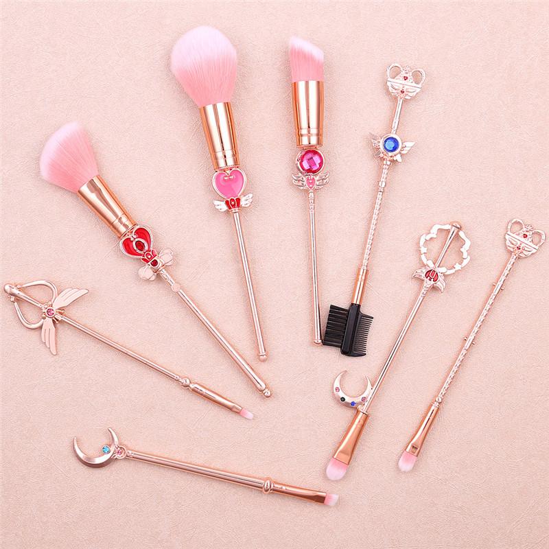 8 Stück Anime Sailor Moon Make-up Pinsel Set Dame Mädchen Mode Pinsel Foundation Kosmetik Augenbraue Lidschatten Pinsel Werkzeug Pincel