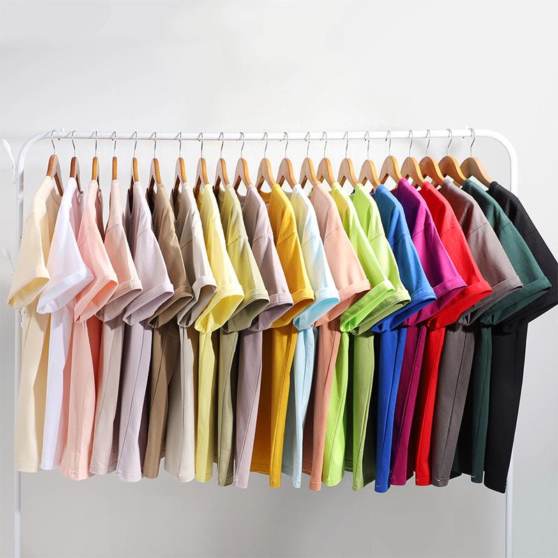 260g Heavy Combed Cotton Drop Shoulder Short-Sleeve T-Shirt for Men & Women - Summer Loose Fit Solid Color