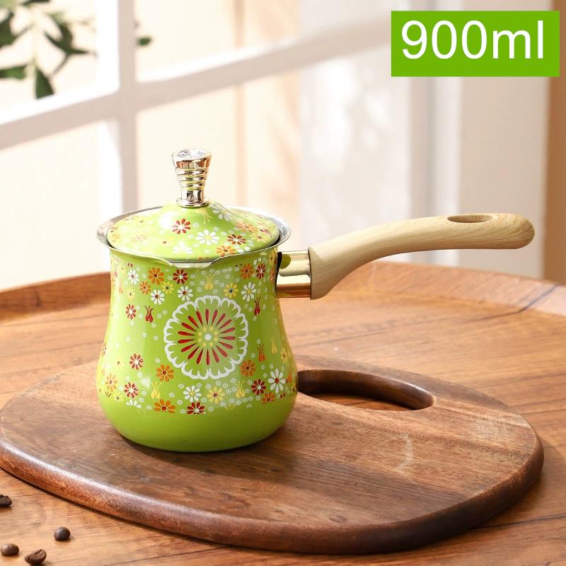 Stainless Steel Coffee Pot with Lid Chocolate Butter Milk Cup Coffee Tea Melting Jug Moka Pot for Office Home Kitchen