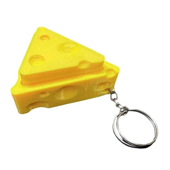 Keychain Pendant, Cheese Shape Button Rebound Fidget Toy, Mini Portable Stress Relief Toy for Backpack Car Key Accessory