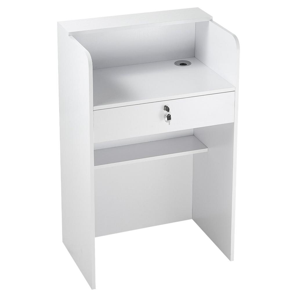 Reception Desk, 60 Cm Rectangular Front Counter Table, Modern Office Reception Desk with Drawer, Small Minimalist Retail Counter Table for Checkout,