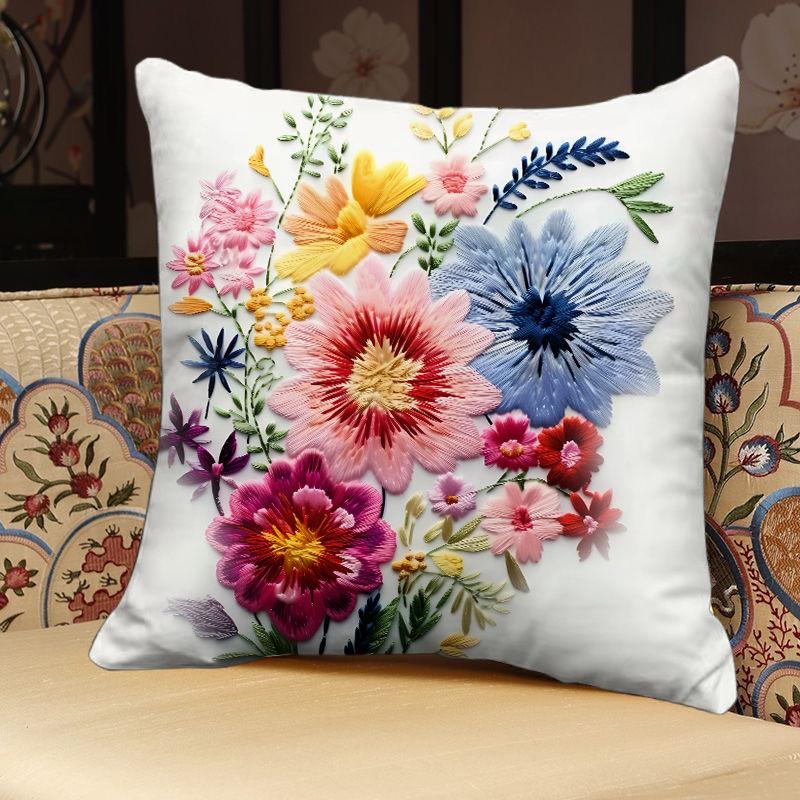 Blumen Quadratische Kissenbezug Büro Wohnzimmer Sofa Kissenbezug Bedruckt Abnehmbar Waschbar Kissenbezug