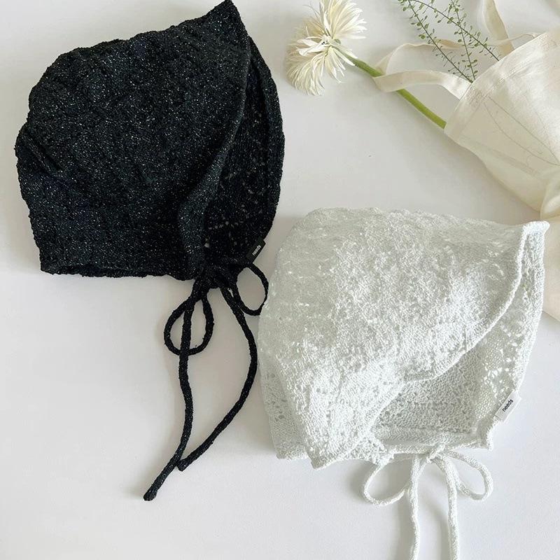 Zhao Lusi's Korean-style Versatile Fashion Hollow-out Lace-up Hat, Casual Jacquard Headwrap Hat, Spring-summer Fisherman Hat