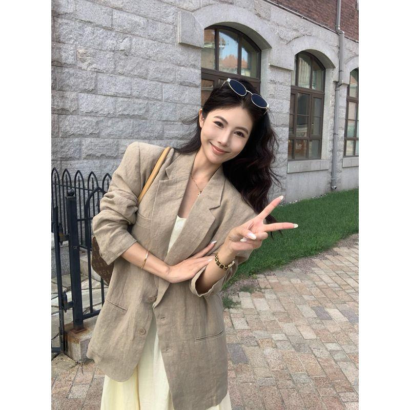 Kumikumi Old Qian Style Suit Retro Solid Color Suit Outwear Female Autumn Inner Suspender Dress Two-piece Set