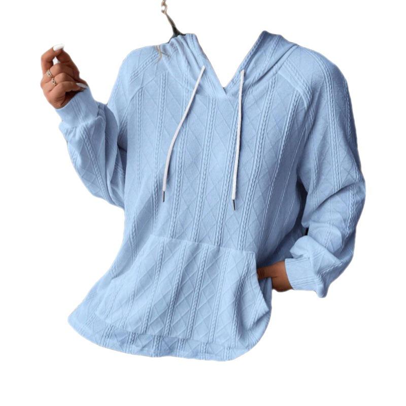 European and American Women's Jacquard Plus Size Hooded Sweatshirt - 2023 Autumn/Winter Collection