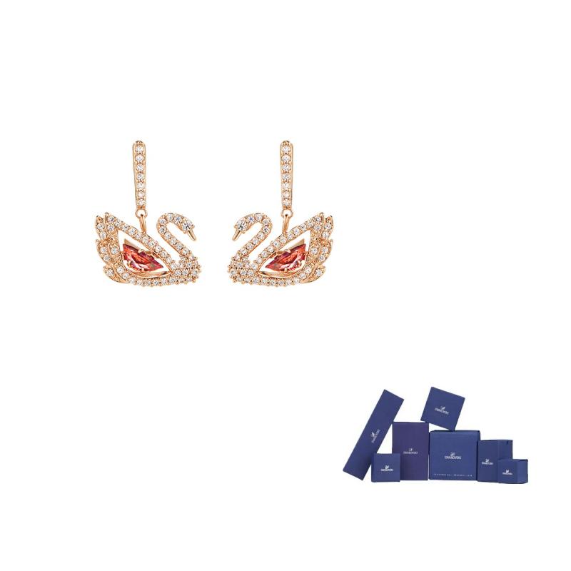 Swarovski Lifelong Bow Faux Crystal Earrings Womens Original brand box красный