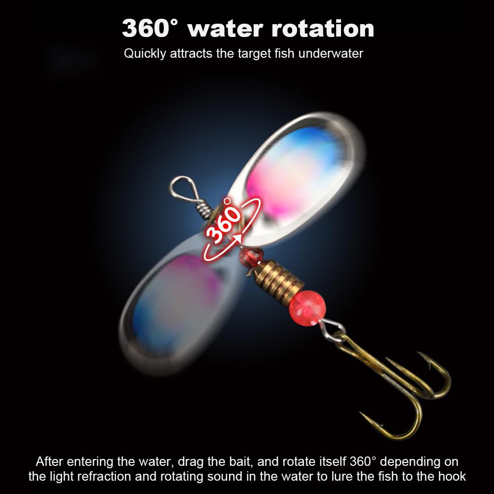 10Pcs Spinner Bait Fishing Spoon Lure 360 Degree Rotating Sequins Bait 6cm Treble Hooks Wobblers for Freshwater Seawater
