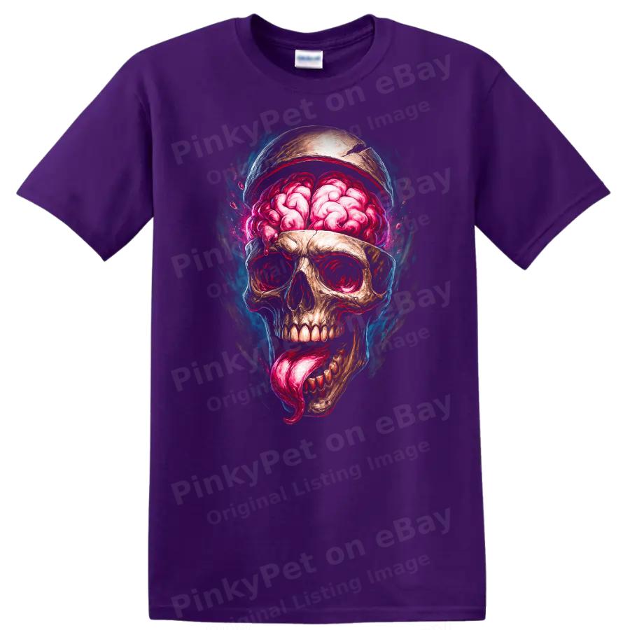 Skull Brain T Shirt Creative Graphic Art Design Cool Horror Tee