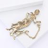 Fashionable Sophisticated Walking Girl Lapel Pin with Dripping Oil Designs Contrast Accessory for Party Supplies Costumes