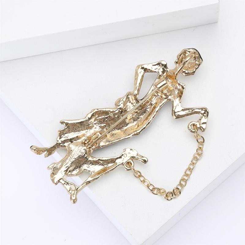 Fashionable Sophisticated Walking Girl Lapel Pin with Dripping Oil Designs Contrast Accessory for Party Supplies Costumes