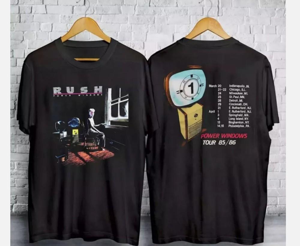 SALE!! Rush Power Windows Tour 1985 T-Shirt Black Band Concert 80s Gift USA