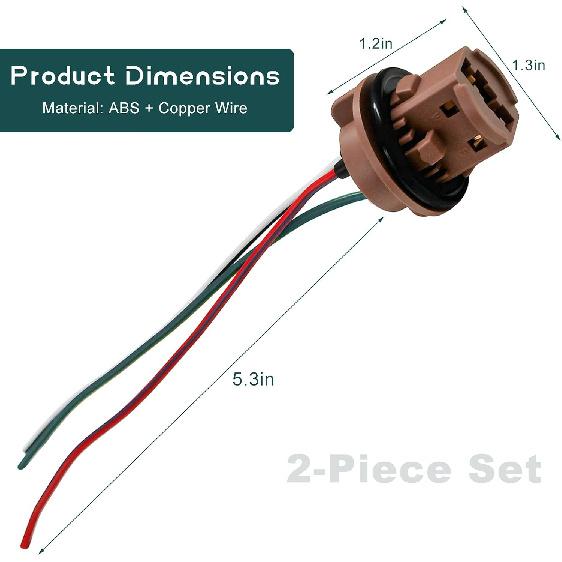 2PCS 7443 Brake Light Bulb Holder, Waterproof LED Bulbs Socket Vehicle Plastic Female Adapter, Turn Signal Lights Brake Lights Socket Pigtail Harness