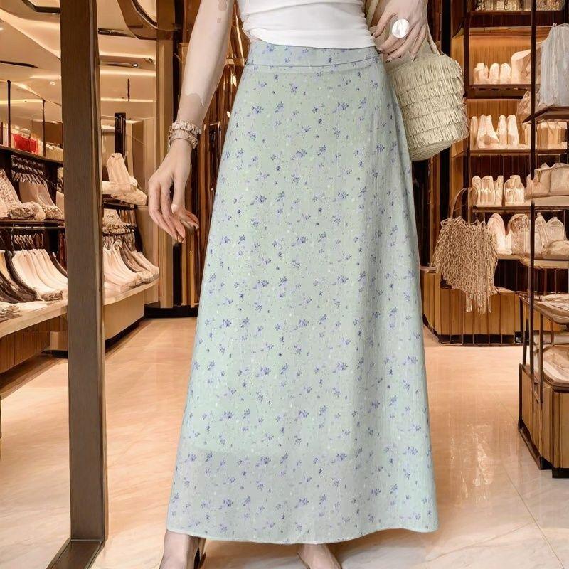 Fustă Midi de Vară din Șifon cu Imprimeu Floral pentru Femei - Fustă Florală Elegantă cu Talie Înaltă