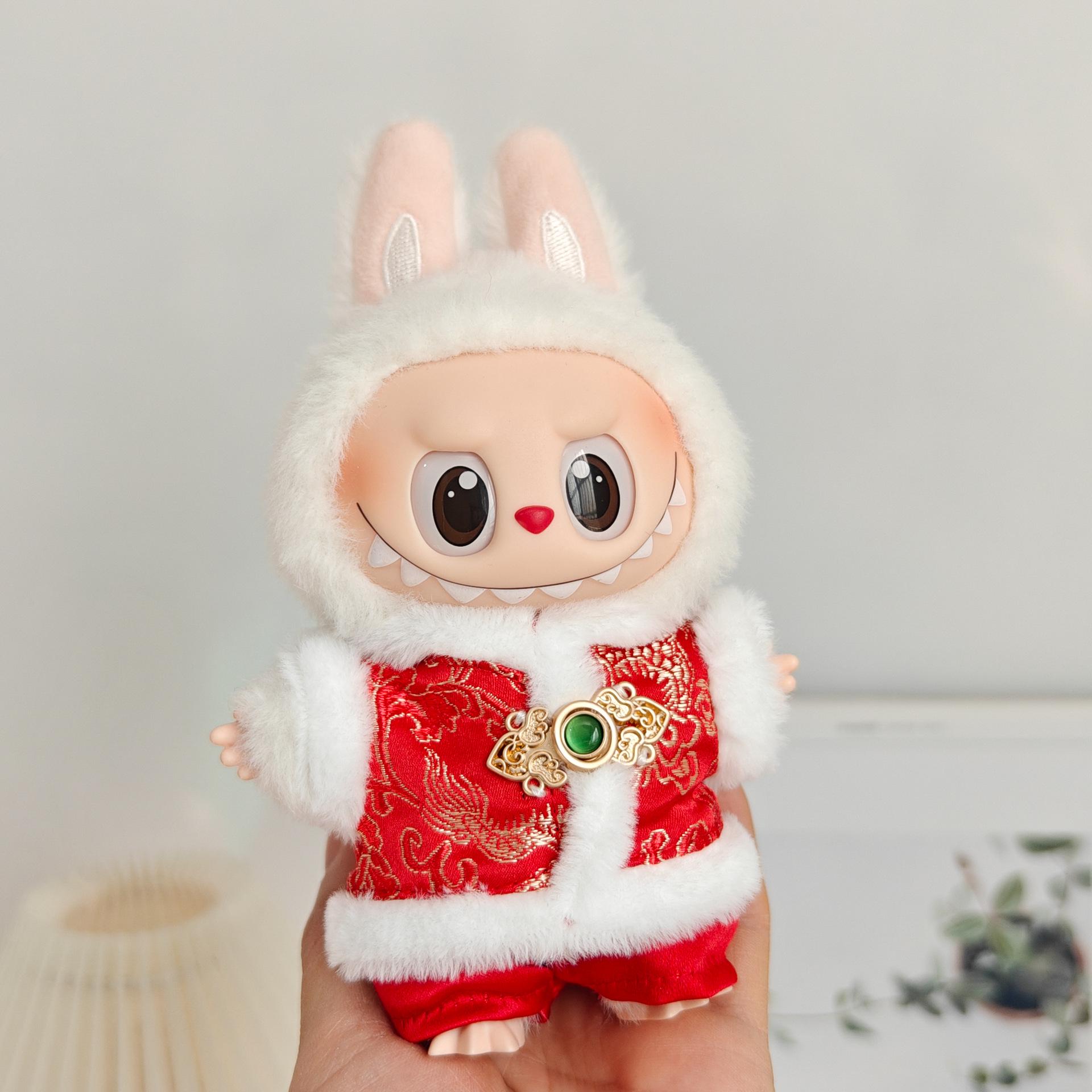 

Подвеска Лабубу: Наряд для младенца первого и второго поколения - Красная новогодняя накидка в старинном стиле For First and Second Generation Labubu Pendant