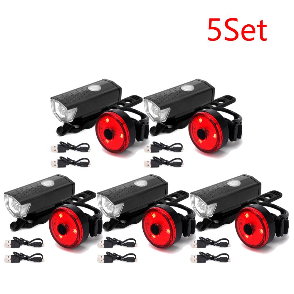 2-10 Set Bike Tail Light Headlight 3 Modes LED Riding Warning IPX4 Waterproof Rechargeable Cycling Accessories Outdoor Cycling