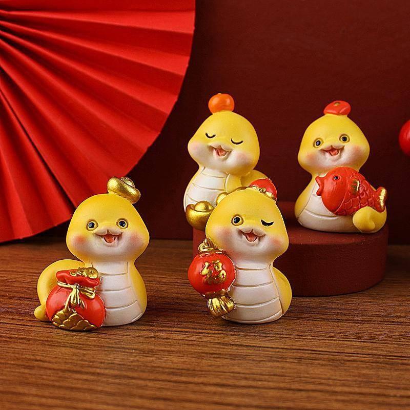 Year The Of Snake Mascot Toy Resin Cake Decoration Doll Room Gifts Decorate