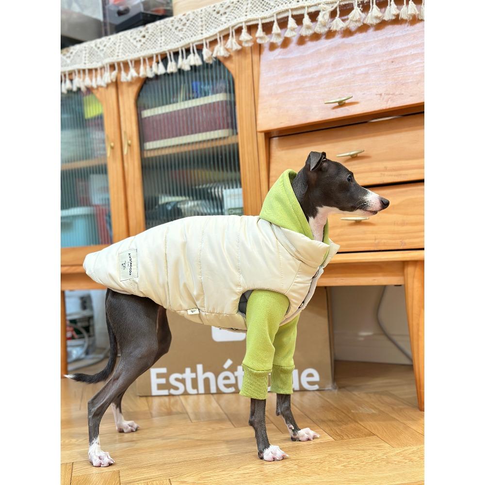 Botton Up Dog Winter Cotton Vest,Thicken Pet Outfit Coat,Sleeveless Jacket for Whippet Greyhound Medium Large Dogs,Easy Outdoor