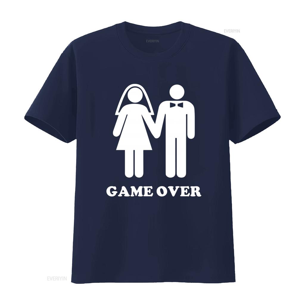 Funny Game Over Design Bachelor Party Men Wedding Groom T Shirt vintage Washed designer clothes Comfortable graphic Casual