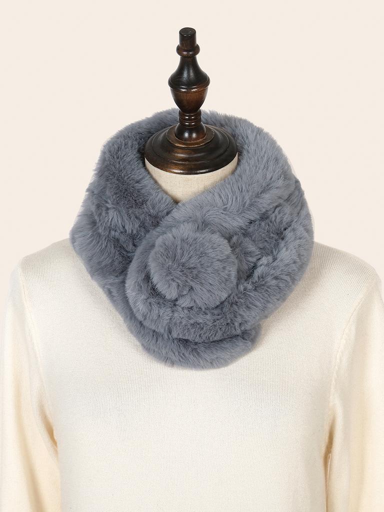 Faux Rabbit Fur Scarf Winter Warm Neckerchief Women Pearl Solid Color Neck Muffler Ladies Thick Scarves