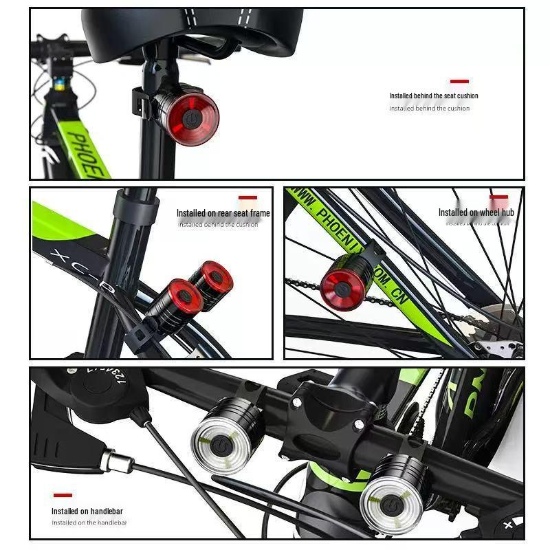 High-Brightness Waterproof Bicycle Tail & Helmet Light Set for Night Riding