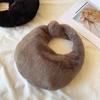 Solid Color Plush Dumpling Bag Simple Style Niche Design Faux Fur Handbag Tote Small Women's Underarm Hobo Bag