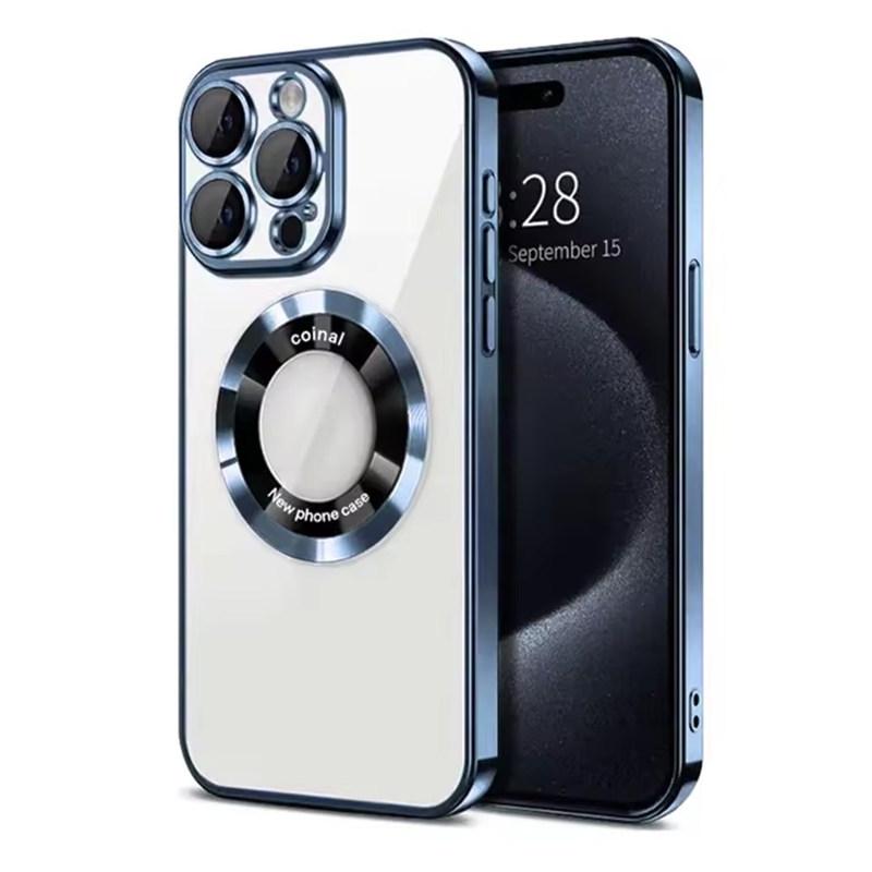 

Роскошный чехол с магнитным покрытием для чехла Magsafe для iPhone 16 15 14 Plus 17 Air 11 12 13 11 Pro Max с увеличителем логотипа Apple и защитой камеры iPhone 12 Pro Max синий