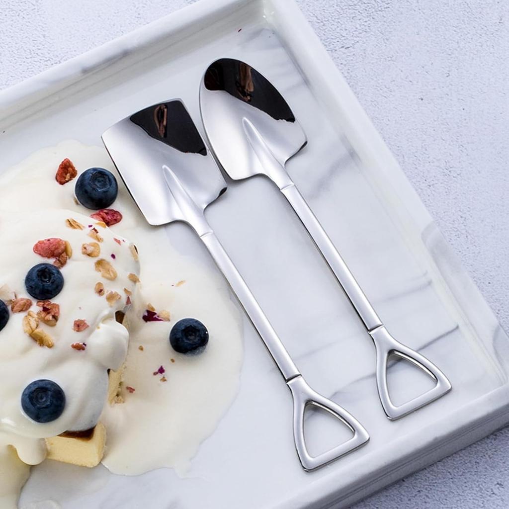 Stainless Steel Dessert Spoon Ice Cream Spoon, Elegant Shovel Shape, Suitable for Ice Cream, Ice Cream, Tiramisu, Etc., Modern Home Kitchen Utensils
