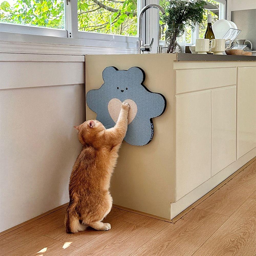 Bear Shape Cat Scratching Board Grip-fast Cat Scratch Wall Mat Relaxing Toys