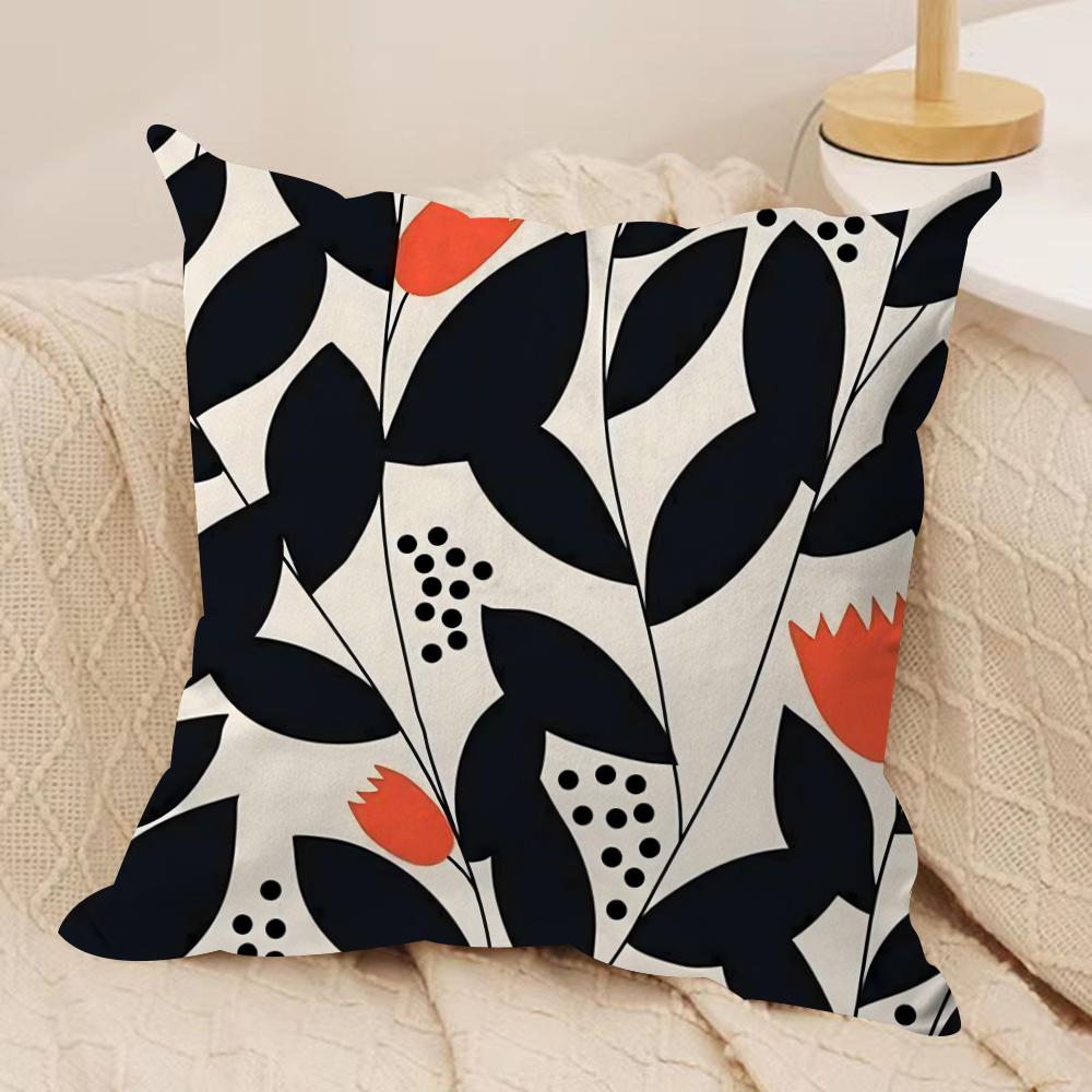 Black Geometric Pattern Cushion Cover Pillowcase Ultra Soft Skin Friendly Fabric Cloud Like Comfort  Concealed Zipper