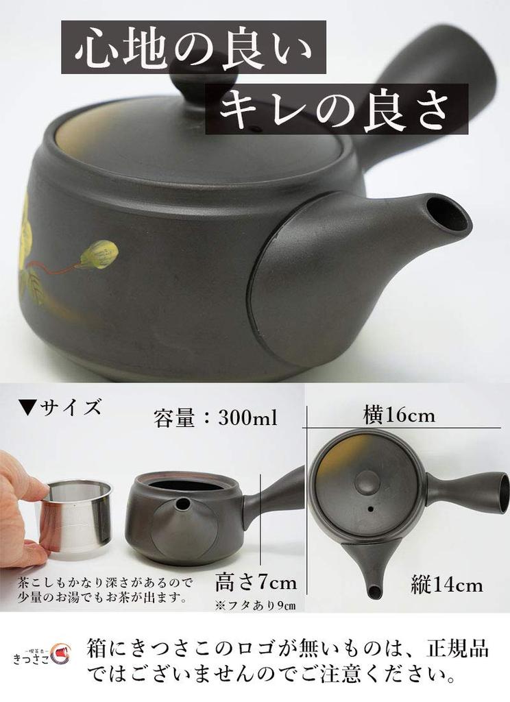 Tokoname-yaki Teapot (300ml) Made In Japan [Easy-to-clean Tea Strainer Included] Hand-painted by an Artisan, Featuring a Cherry Blossom and Mountain