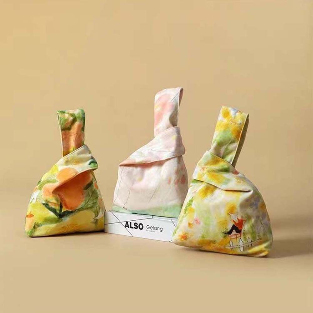 

Print Mini Knot Bag Rose Flower Rabbit Handbag Elegant Floral Wrist Bag Shopping