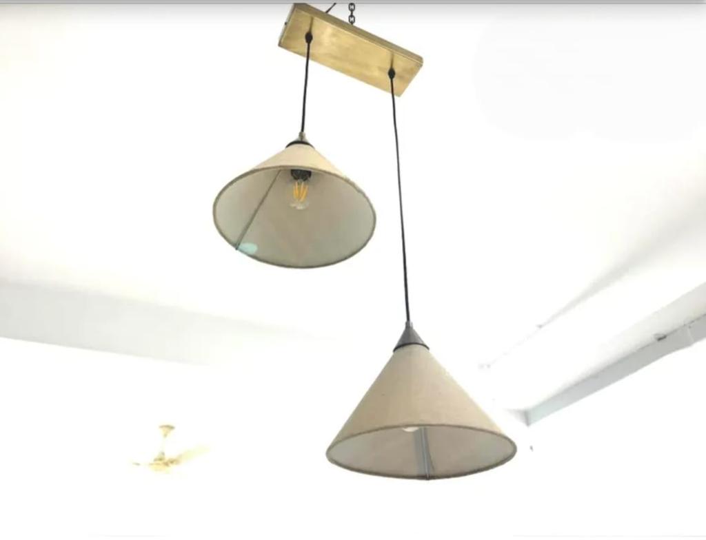 Mid Century 2 Fabric Shade Pendant Lights Chandelier Light Designer Ceiling Fixture Dinning Lights