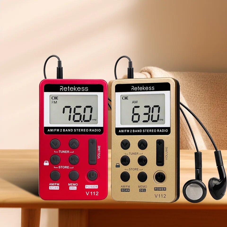 Mini Pocket Radio Receiver Portable Radios AM FM Rechargeble Sleep Time Earphone For Walkman Go Hiking