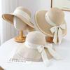 French bow elegant straw hat women's spring summer eaves sun hat beach vacation face hat