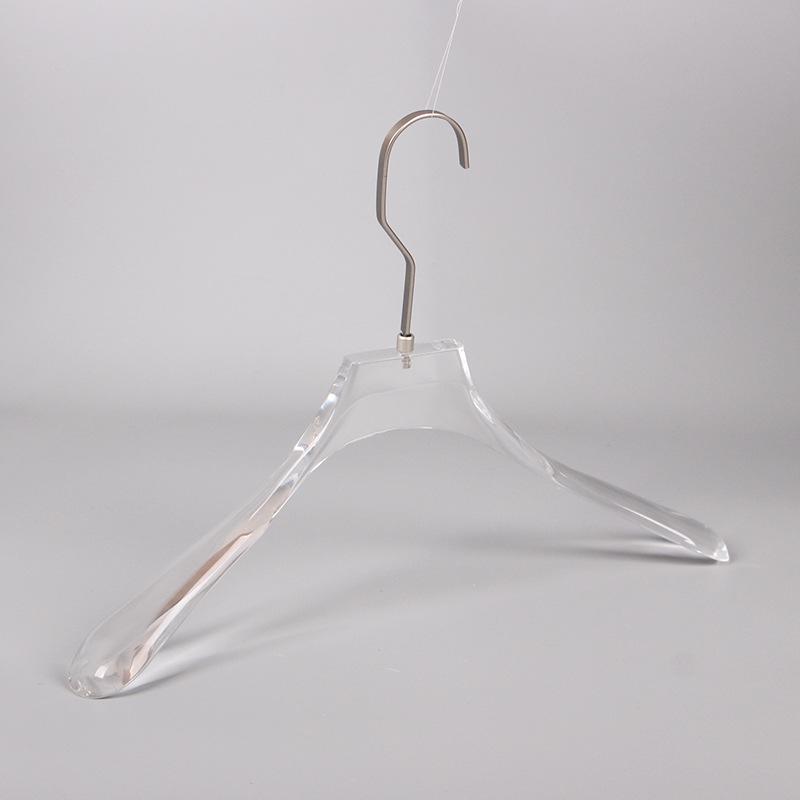 Smoky Gray Transparent Acrylic Men's Clothing Hanger with Custom Store Logo for Pants