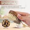Natural Solid Wood Kitchen Cleaning Brush Dual Bristle Fruit Vegetable Scrub Brush Dish Pot Sink Scrubber with Hanging Rope for Potato Carrot Cookware