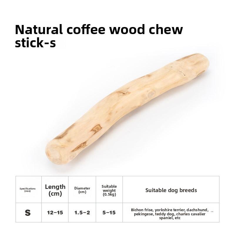1PC Premium Coffee Wood Dog Chew Toy - Durable, Teeth Cleaning, Breath Freshening, Boredom Relief & Destruction Prevention