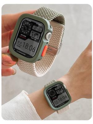 Candy Silicone Case+Strap For Apple Watch Bands 49mm 45mm 44mm 42mm 41mm 40mm 38mm SE 9 6 5 4 Ultra1 2 Nylon Correa Strap Iwatch
