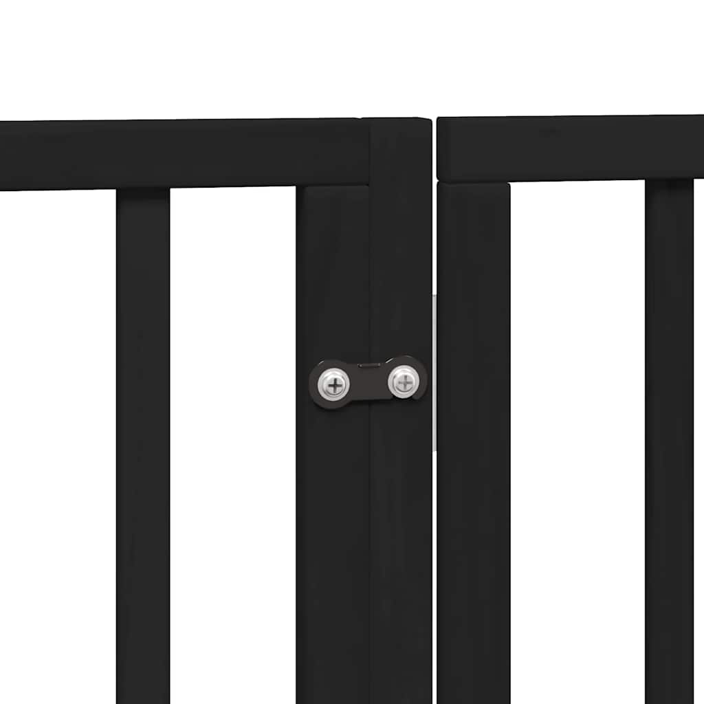 10 Piece Foldable Black Dog Gate 800 cm Poplar Wood