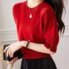 Women Sweaters Pullovers 2025 Summer Short Sleeve O-Neck Black White Knitted Sweater Women Tops Pullover JJ326