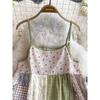 Yunnan Tourism Seaside Vacation Style Vintage Floral Splicing Sling Dress Female Summer Small Loose Long Dress