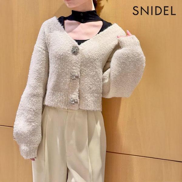 SALE50%OFF SNIDEL Tops 25 Autumn/Winter Bijou Ribbon Short Cardigan Short Length Long Sleeve swnt255109