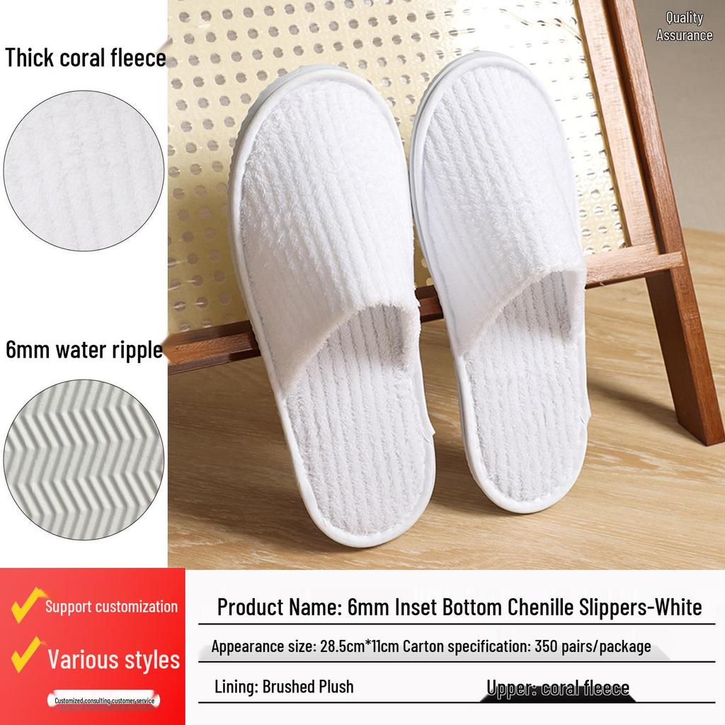 Luxusní pratelné protiskluzové pantofle z perlové bavlny pro hotelové a domácí hosty