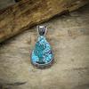 Tibetan Turquoise Gemstone 925 Sterling Silver Jewelry Pendant 2.13" M-30