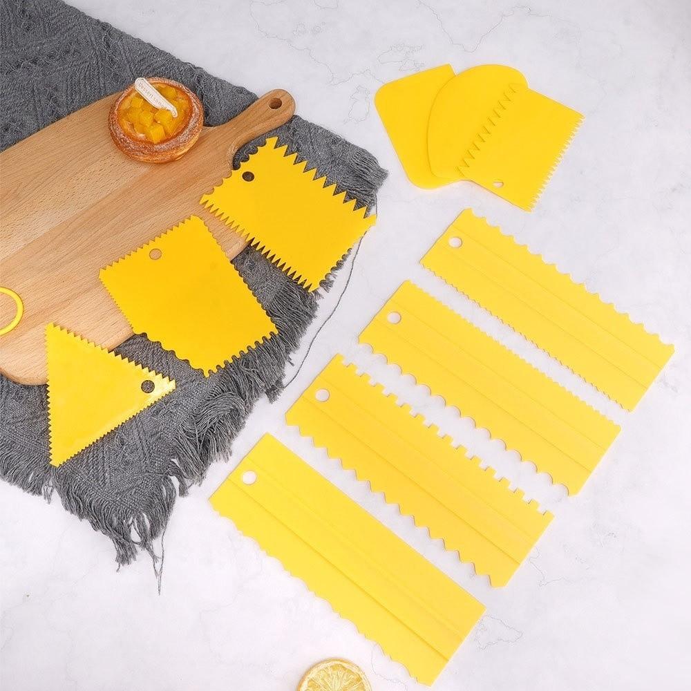 10pcs Set Icing Spatula Double Sided Cake Cream Scraper DIY Plastic Serrated Cream Scraper Cake Decorating Comb Kitchen